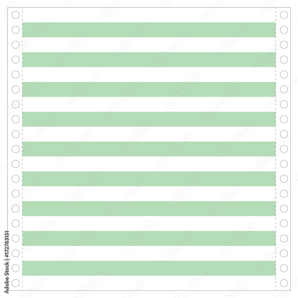 Matrix Printer Paper Old Printing Paper With Holes And Light Green Stripes Stock Vector Adobe Stock