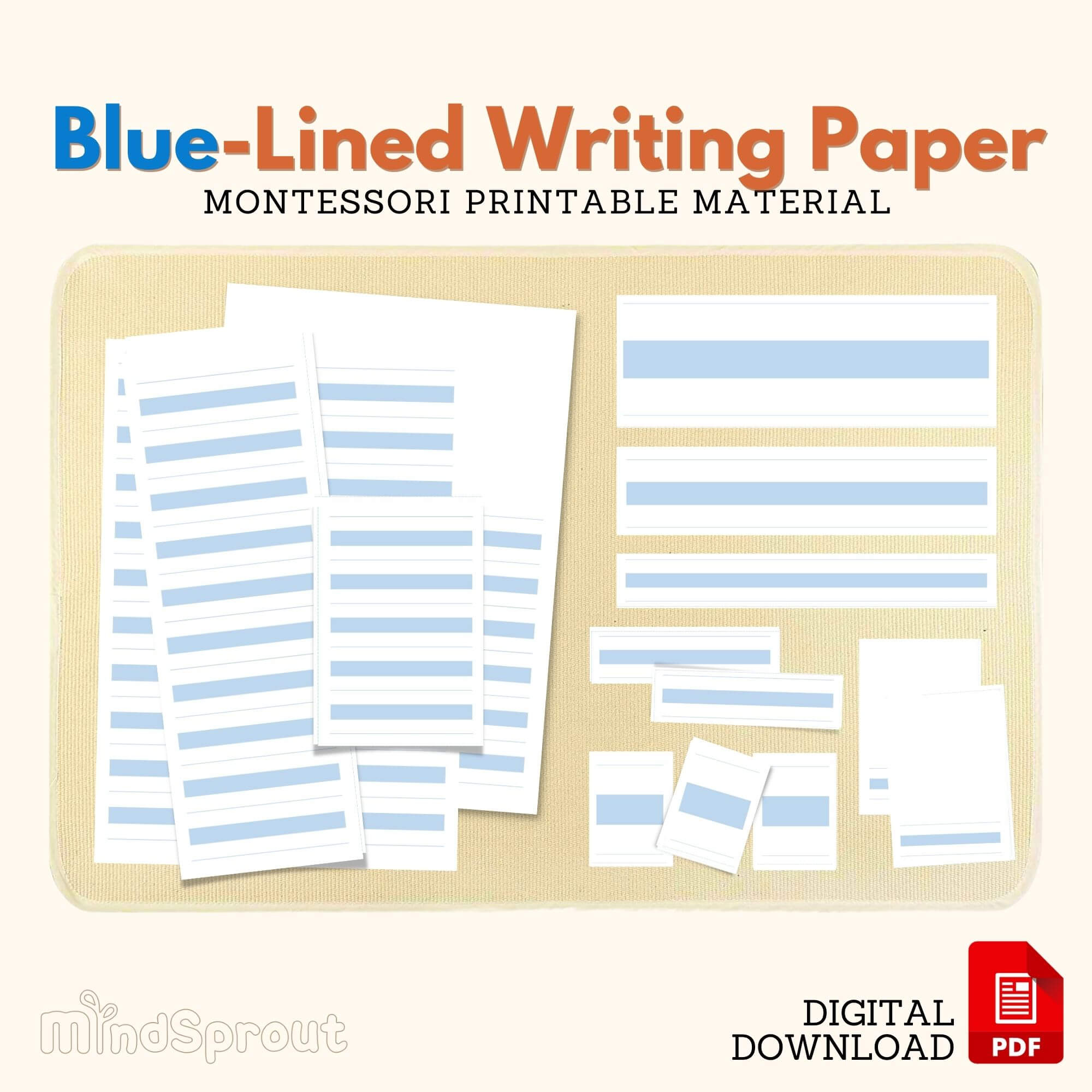 Montessori Blue Lined Writing Paper Sheet Strip Booklet Montessori Language Made By Teachers