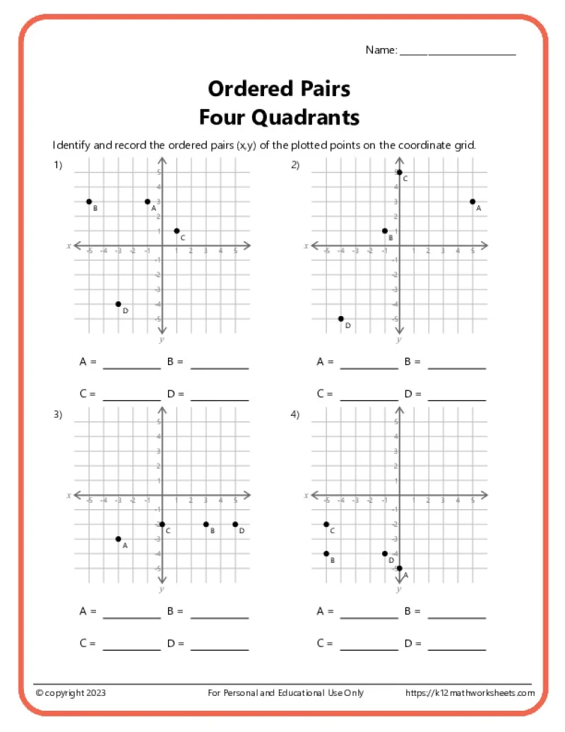 Printable Graph Paper With Quadrants