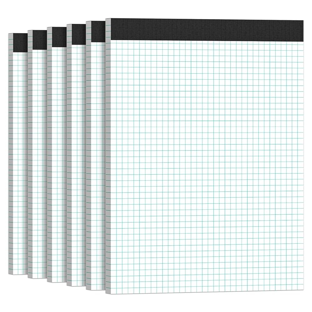 Pack Of 6 Quadrille Block Graph Paper Pads 8 5 X 11 White Quadrille Blocks Graphing Paper