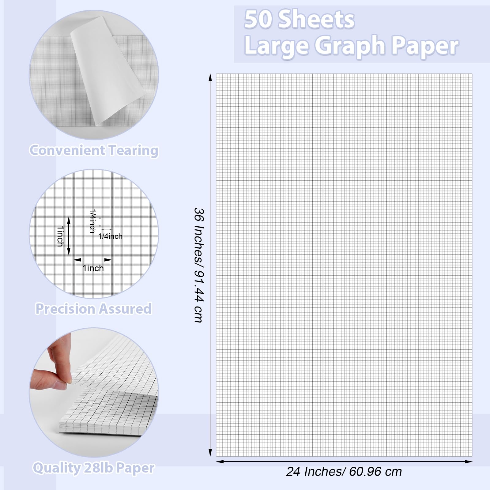 Pad Jumbo 20x24 50 Sheet Grid Paper For Architects Engineers 200gsm Graph Paper