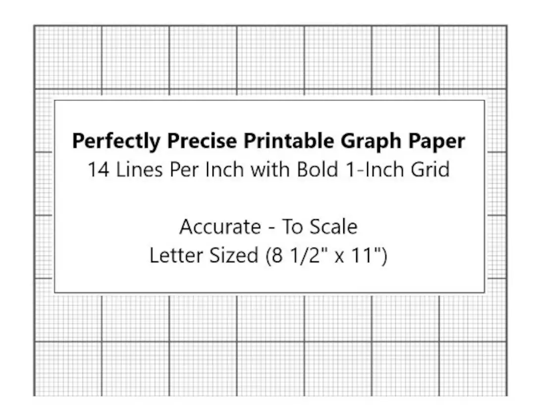 perfectly scaled and precise printable graph paper 14 lines per inch with 1 inch grid etsy