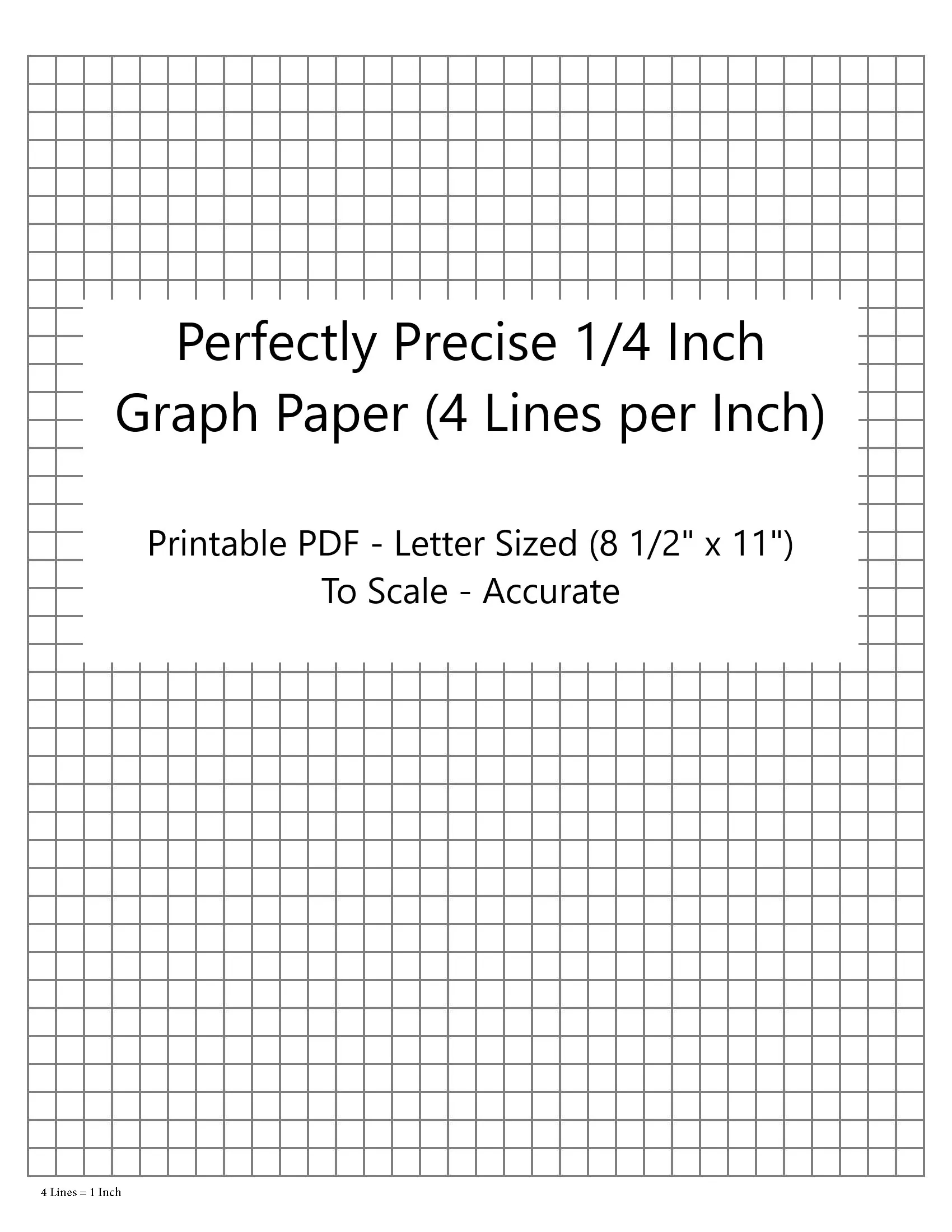 perfectly scaled and precise printable graph paper 4 4 1 4 inch 4 lines per inch etsy