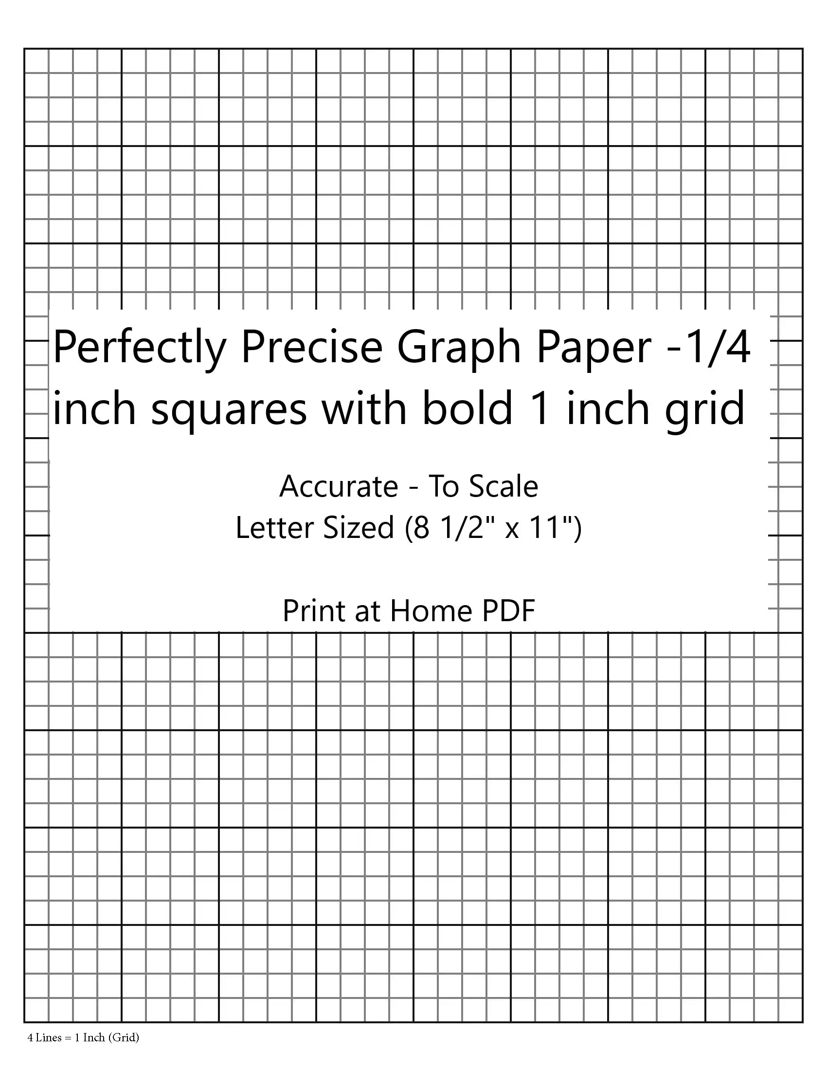 perfectly scaled and precise printable graph paper 4 4 1 4 inch with 1 inch grid etsy