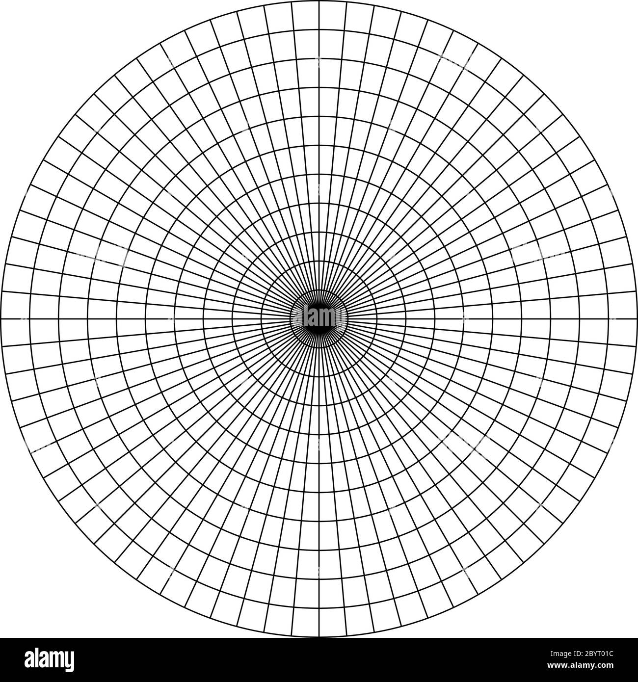 Polar Grid Of 10 Concentric Circles And 5 Degrees Steps Blank Vector Polar Graph Paper Stock Vector Image Art Alamy