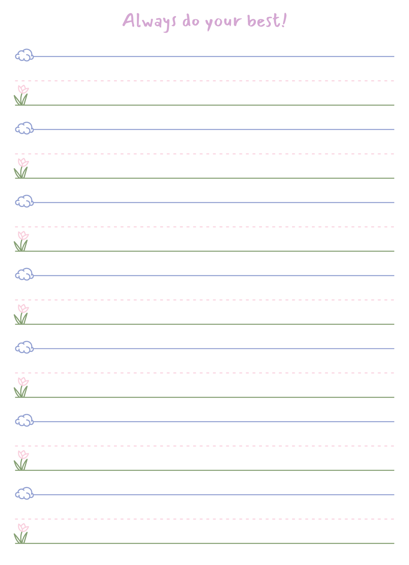 Preschool Lined Writing Paper Free Google Docs Template Gdoc io