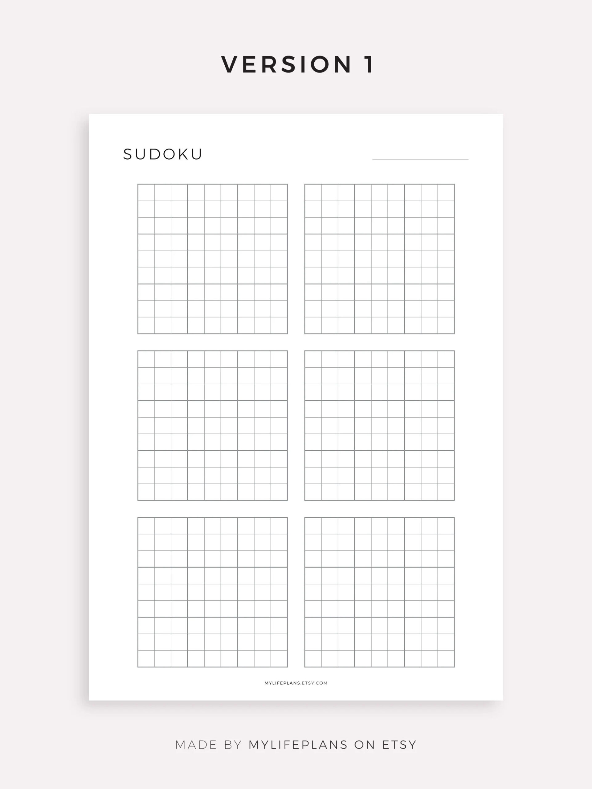 Printable Blank Sudoku Sheets Sudoku Grid Template Instant Download PDF Etsy