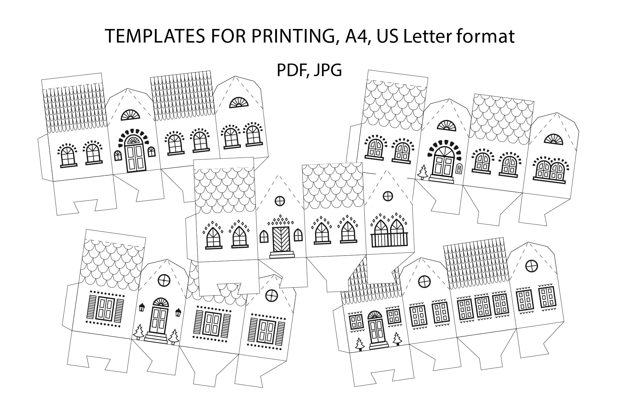 Printable Craft Paper House 3D Template Paper Cut House SVG
