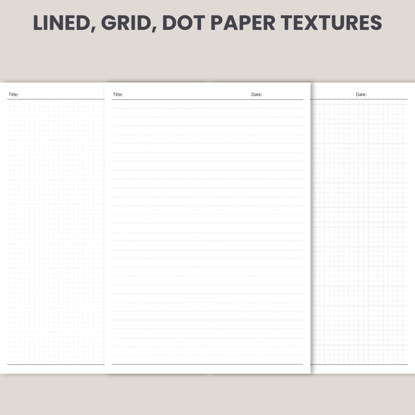 Printable Digital Note Paper Lined Grid Dotted For Tablet Noty Studio