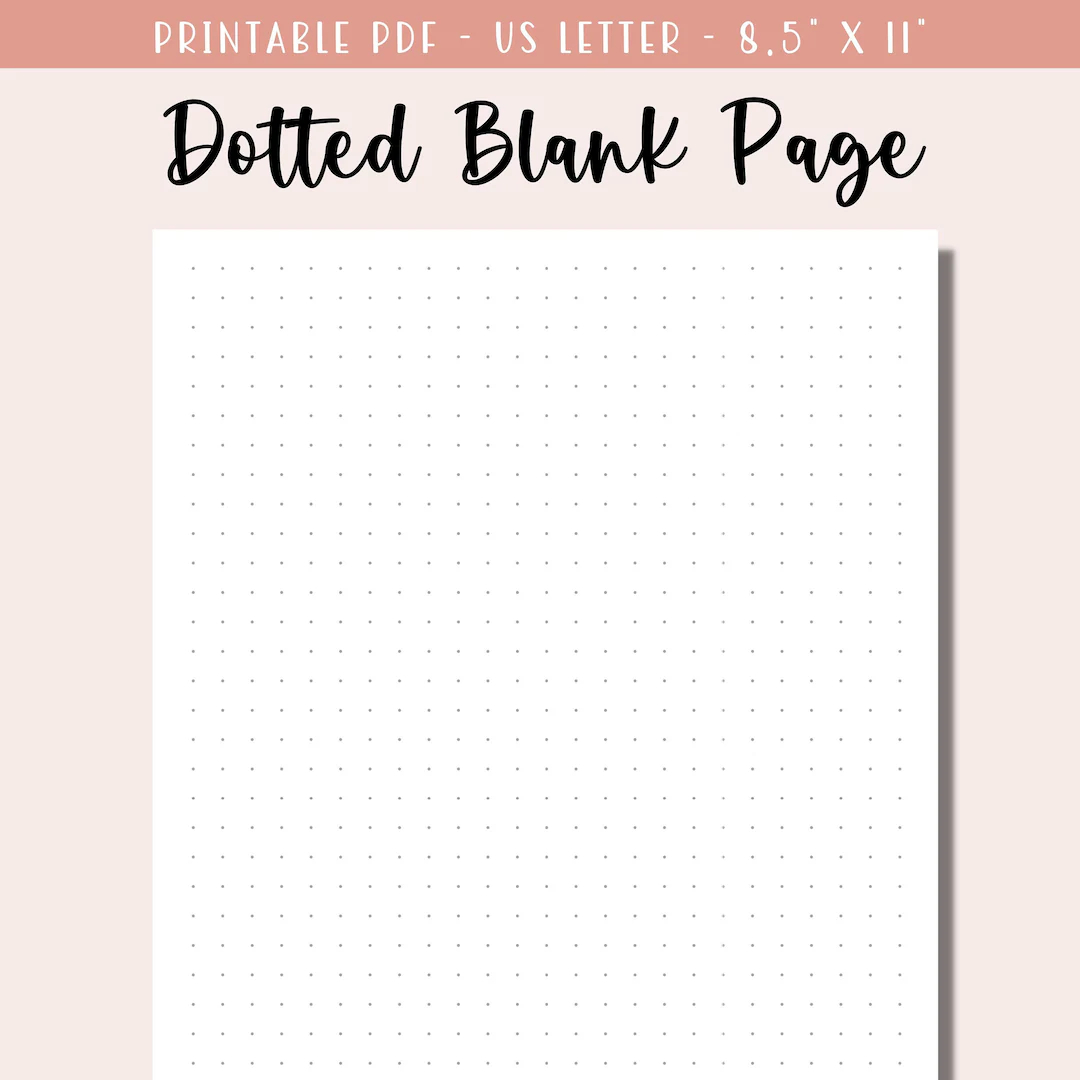 Printable Dot Grid Pages For Bullet Journal Dotted Page Template Blank Dotted Paper Printable Journal Page Etsy