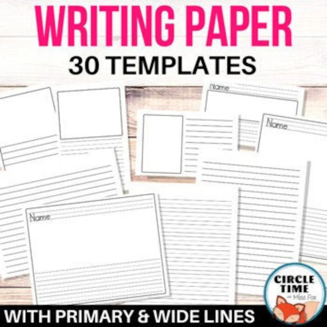 Printable Elementary Writing Paper Wide Ruled And Primary Lined Paper With Picture Boxes Printable Booklet Template Mini Book Template Etsy