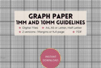 Printable Graph Paper 1mm And 10mm 1cm Guideline Grid Template Full Page And Margins Digital PDF Instant Download A4 a5 letter half Etsy