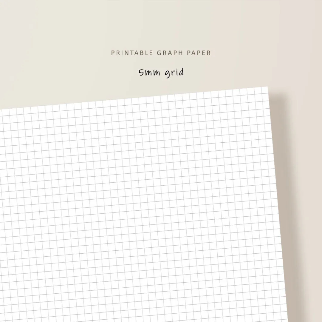 Printable Graph Paper Basic Notebook Paper 5mm Grid Notebook Pages A4 A5 Letter Digital PDF Instant Download Etsy