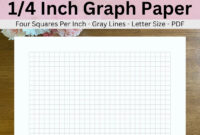 Printable Graph Template Paper Printable Graph Paper Quarter Inch 25 Inch Four Squares Per Inch 1 4 Inch Squares Drawing School Math Etsy