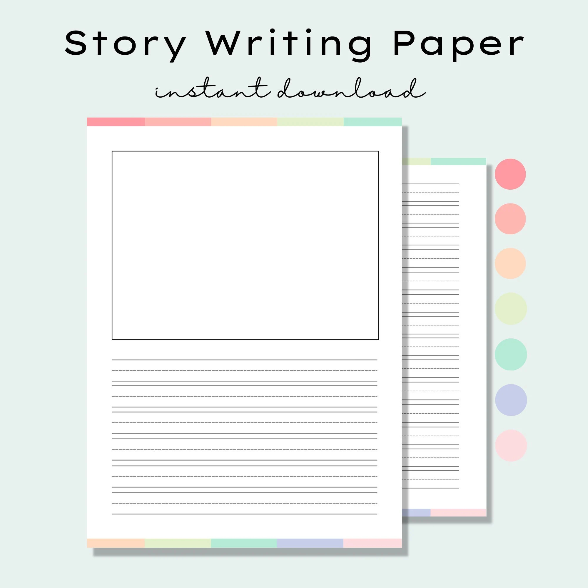Printable Kids Story Paper Write Draw Journal Page Story Template Worksheet Elementary Handwriting Practice Homeschool Printable Etsy