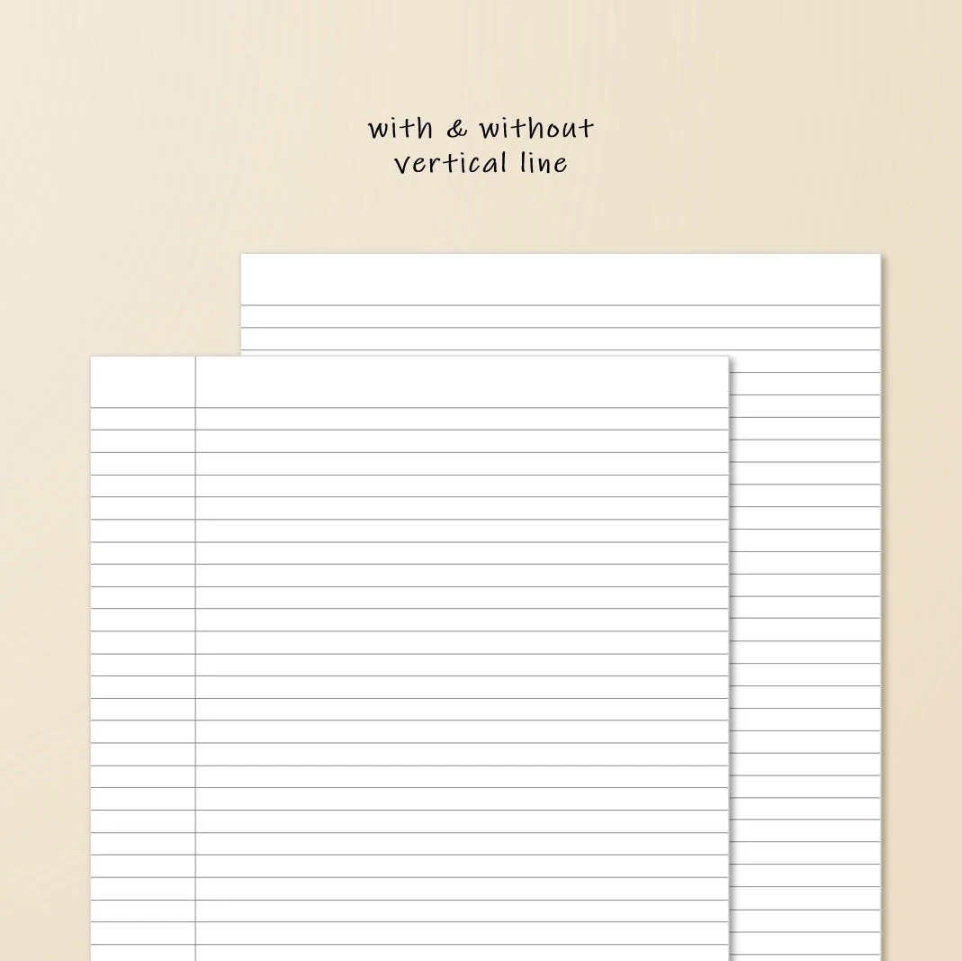 Printable Lined Paper Wide Ruled Paper College Ruled Paper Narrow Ruled Paper Digital Lined Paper A4 Letter Printable Note Paper Etsy
