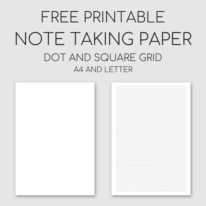 printable note taking paper dot and square grid