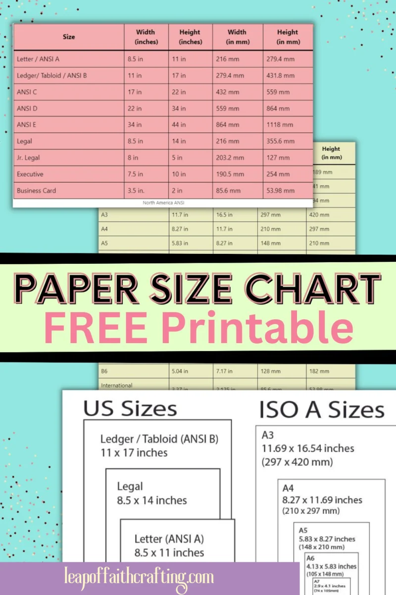 Printable Paper Size Chart FREE Leap Of Faith Crafting