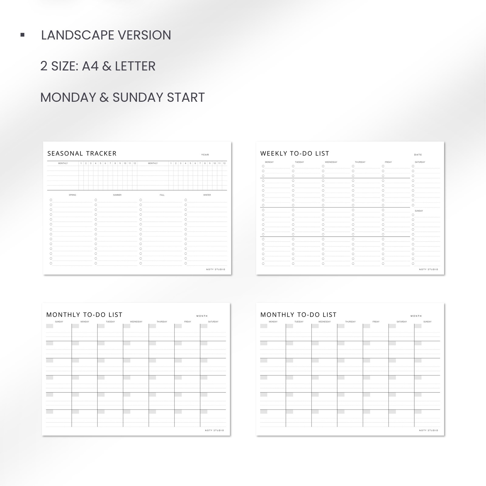 Printable Paper To do List Bundle Noty Studio