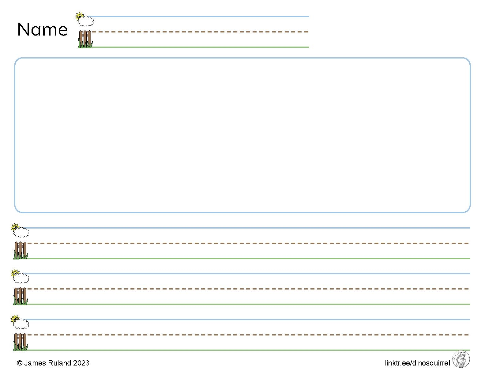 Kindergarten Writing Paper Printable
