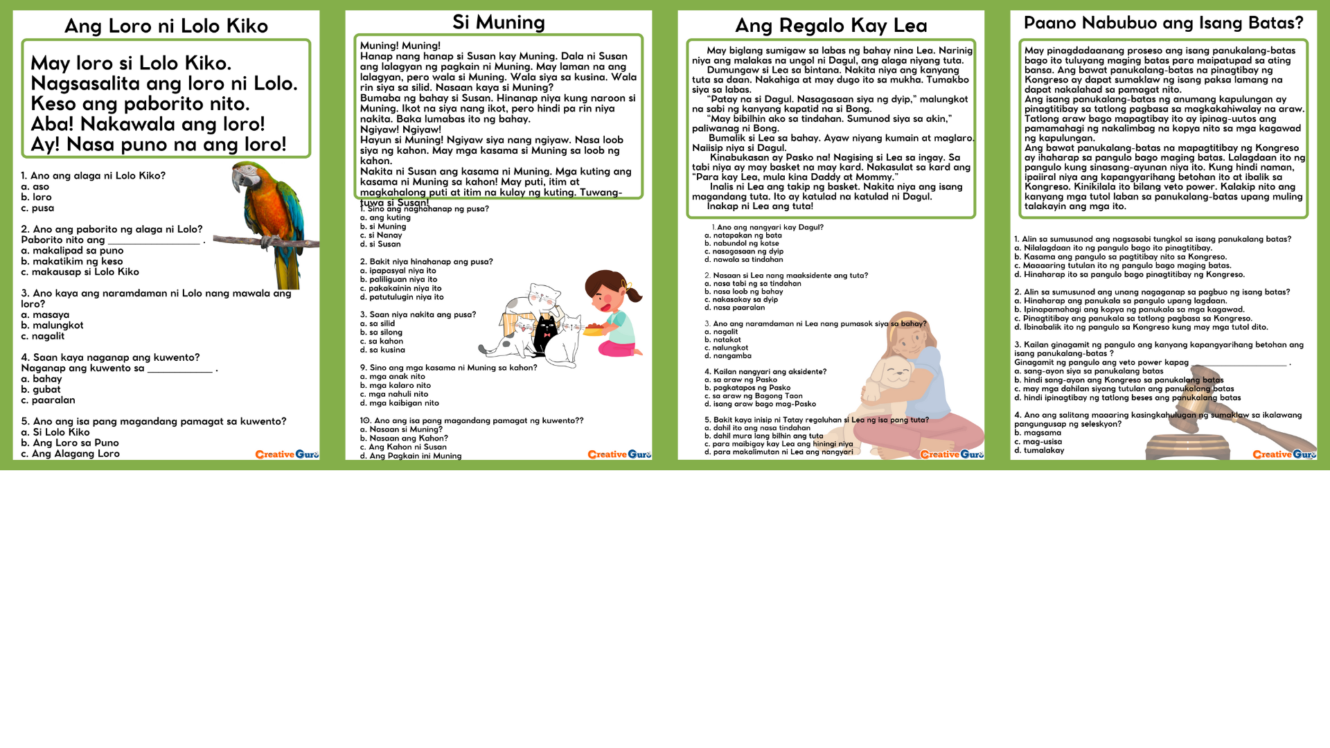 Printable Reading Materials PHIL IRI Stories Grade 6 Creative Guro