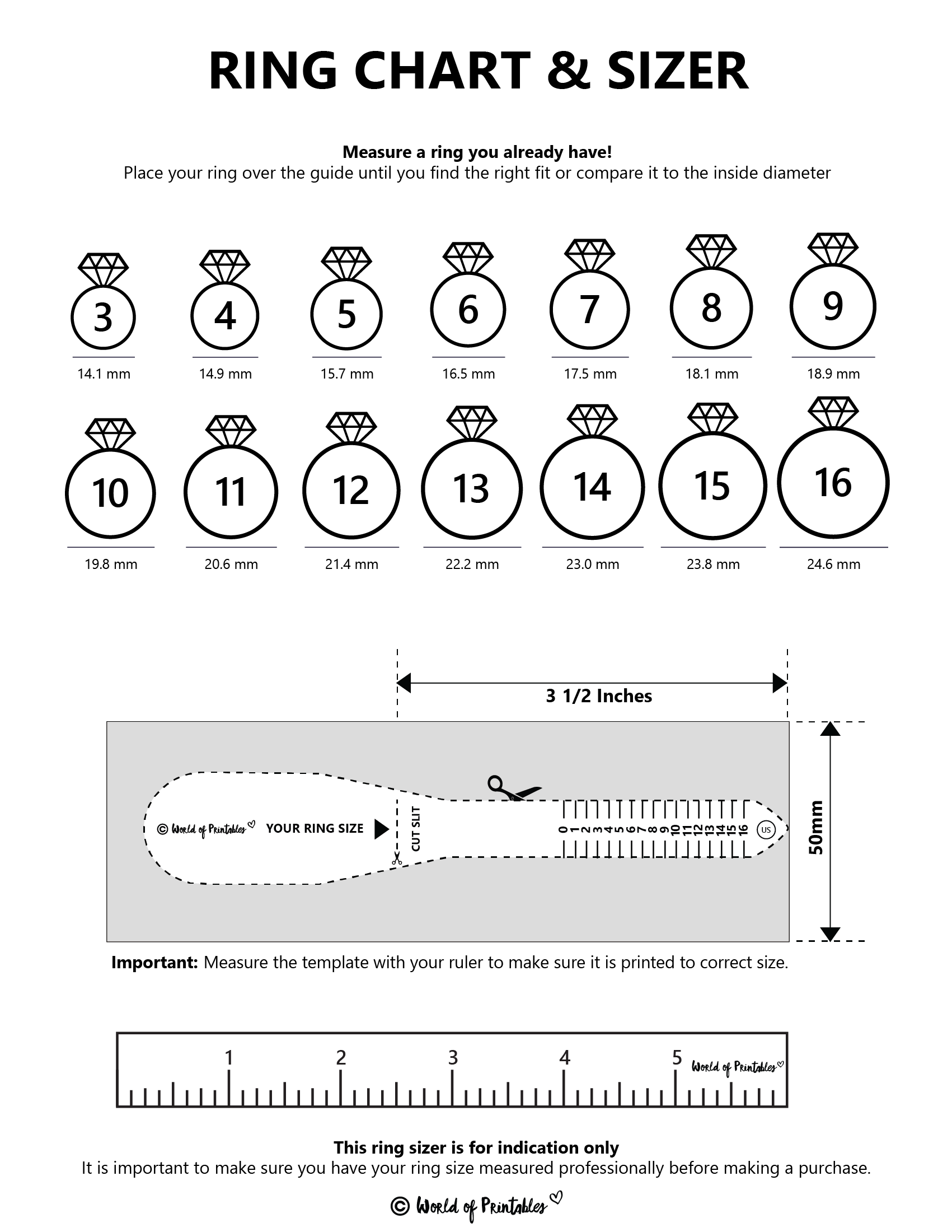 Printable Paper Size Chart