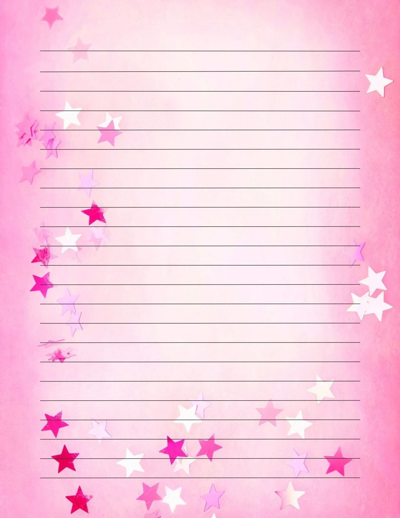 Printable Writing Paper Stars Lined And Unlined Us Letter Size Etsy