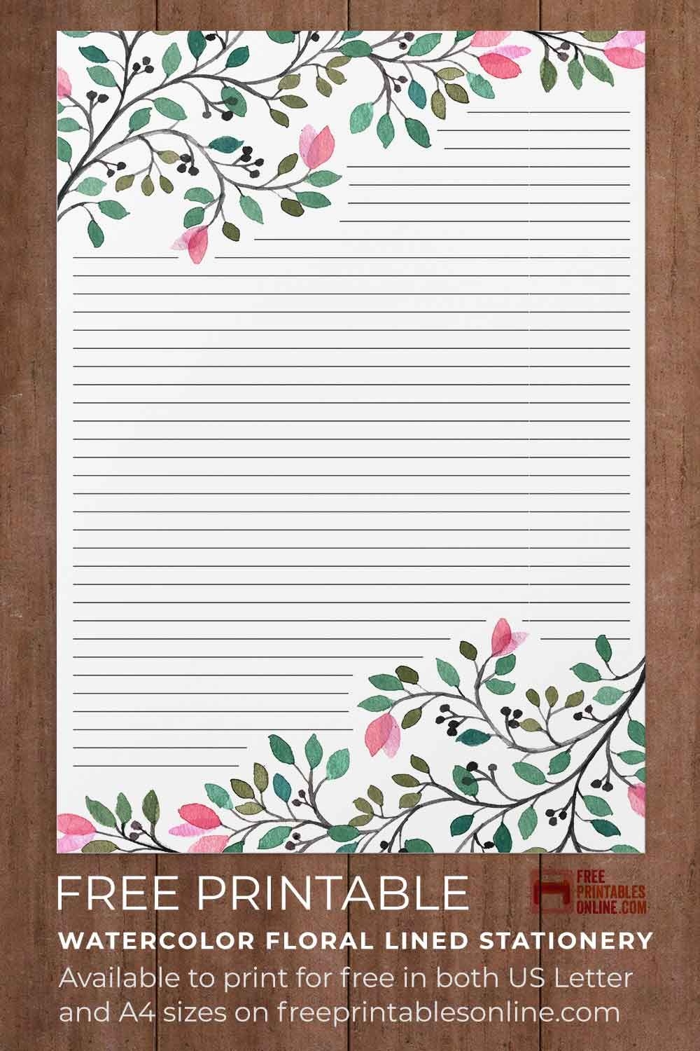 Printabled Lined Stationery FREE Worksheets Library