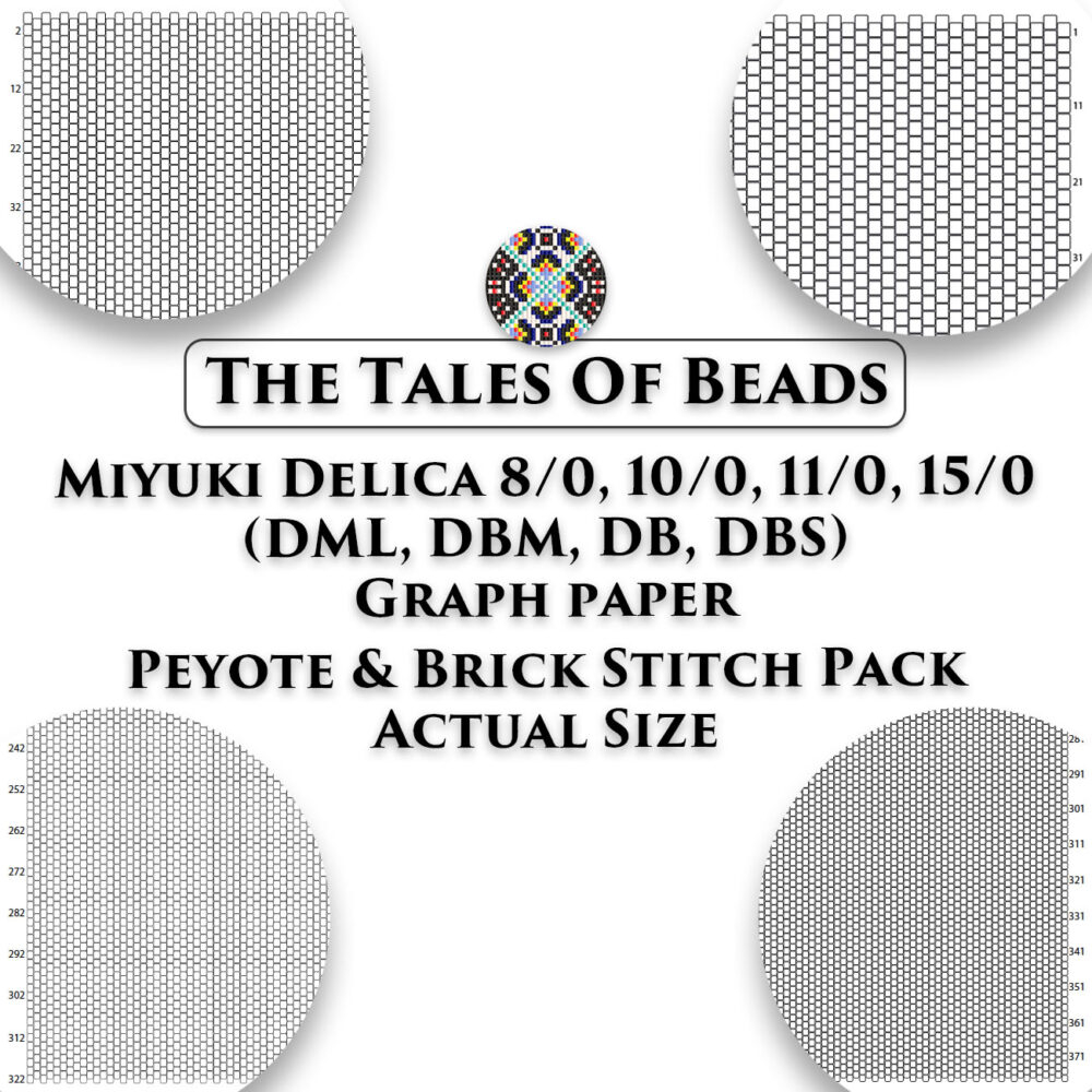 Seed Bead Graph Paper Peyote Pack Miyuki Delica Actual Size Beading Graphs