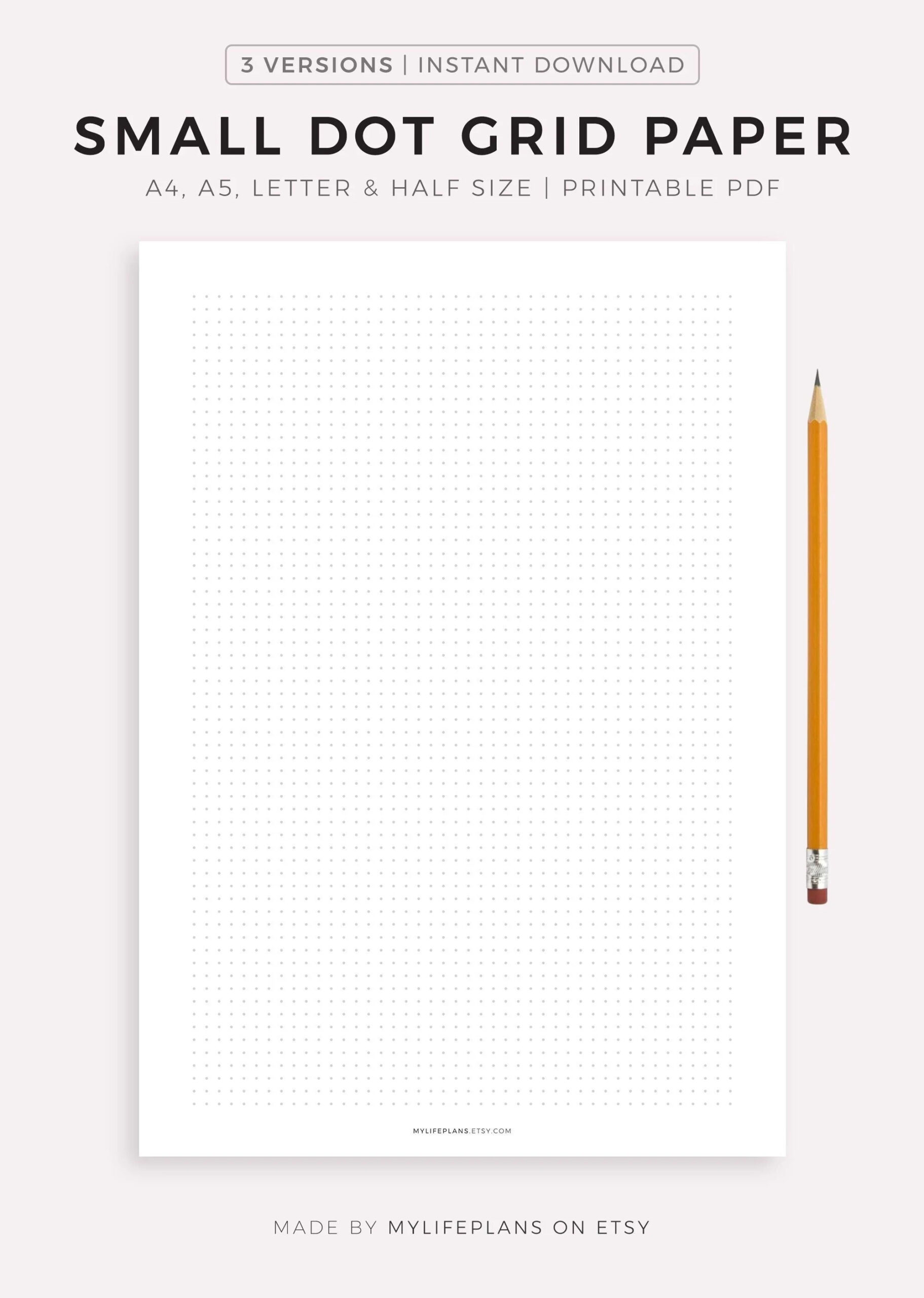 Small Dot Grid Paper Printable Dot Graph Paper Planner Inserts A4 a5 letter half Size Instant Download PDF Etsy