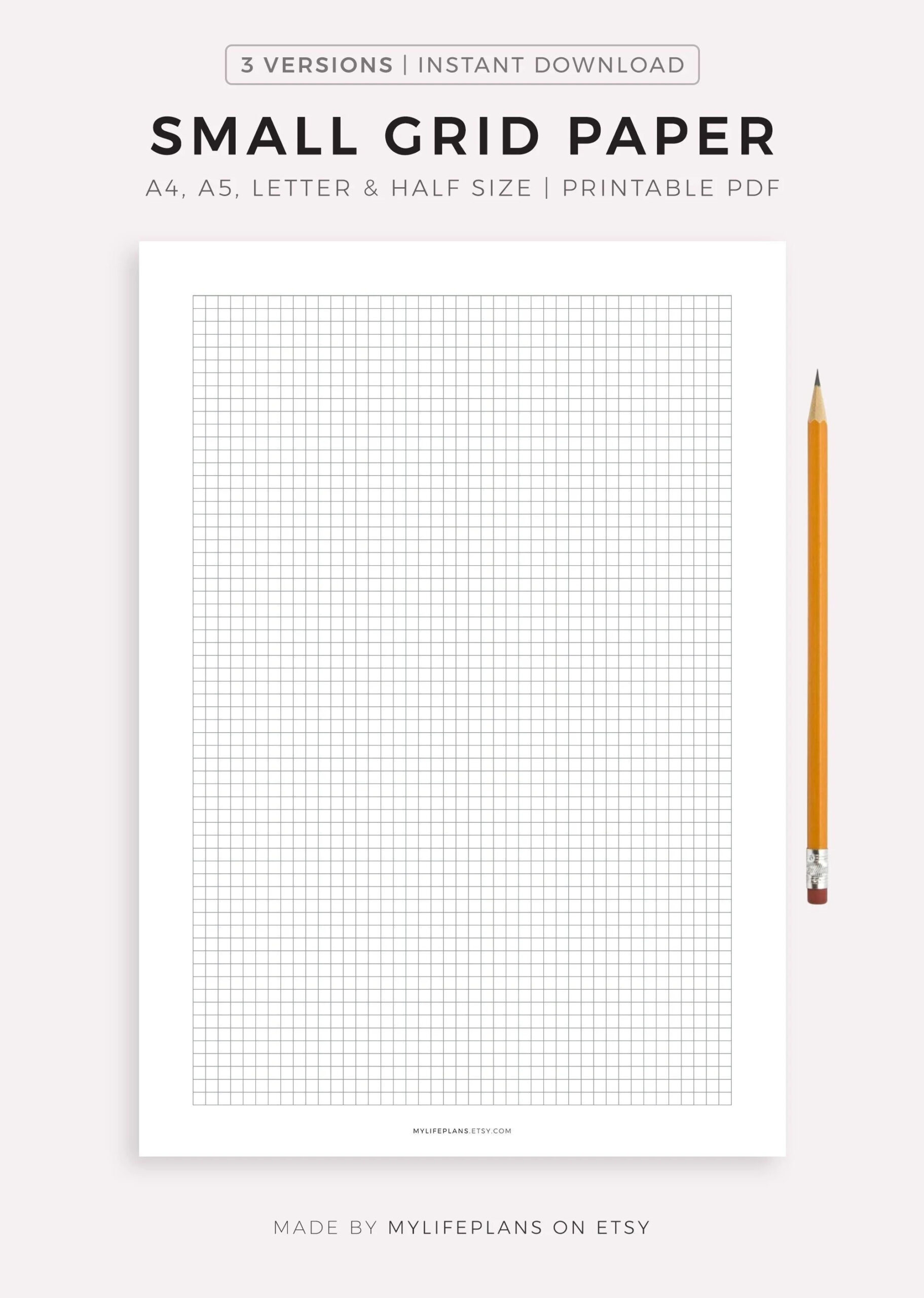 Small Grid Paper Printable Squared Paper Planner Inserts A4 a5 letter half Size Instant Download PDF Etsy