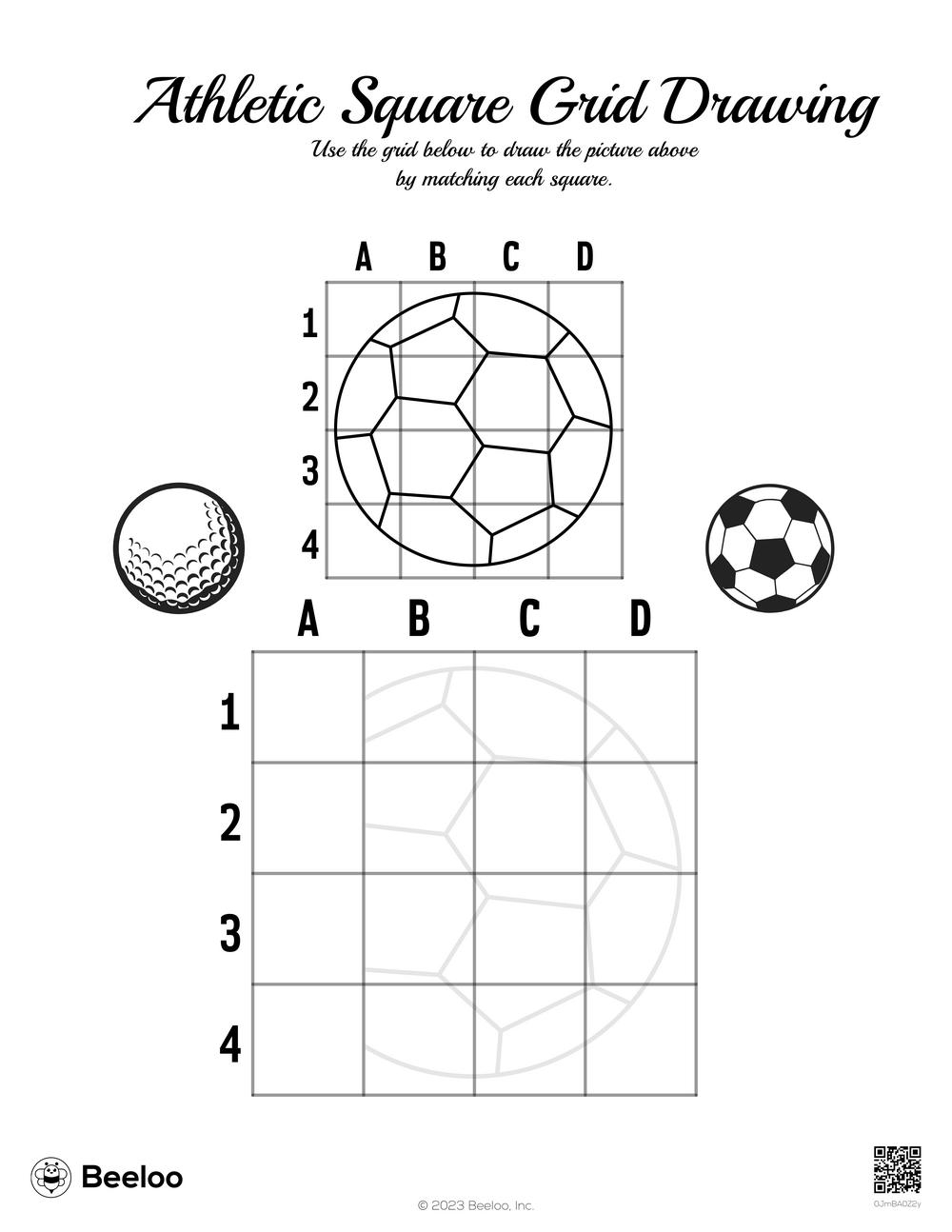Sports themed Grid Drawings Beeloo Printable Crafts And Activities For Kids