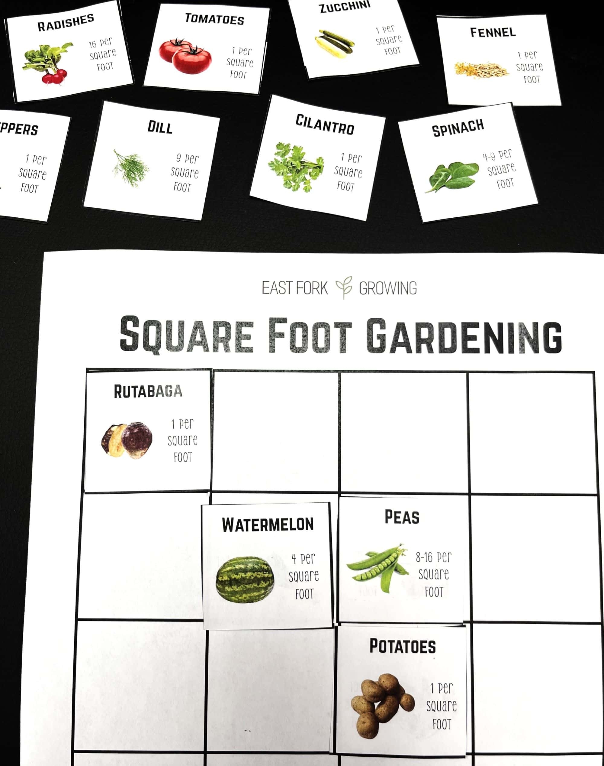 square foot gardening with a free printable template east fork growing