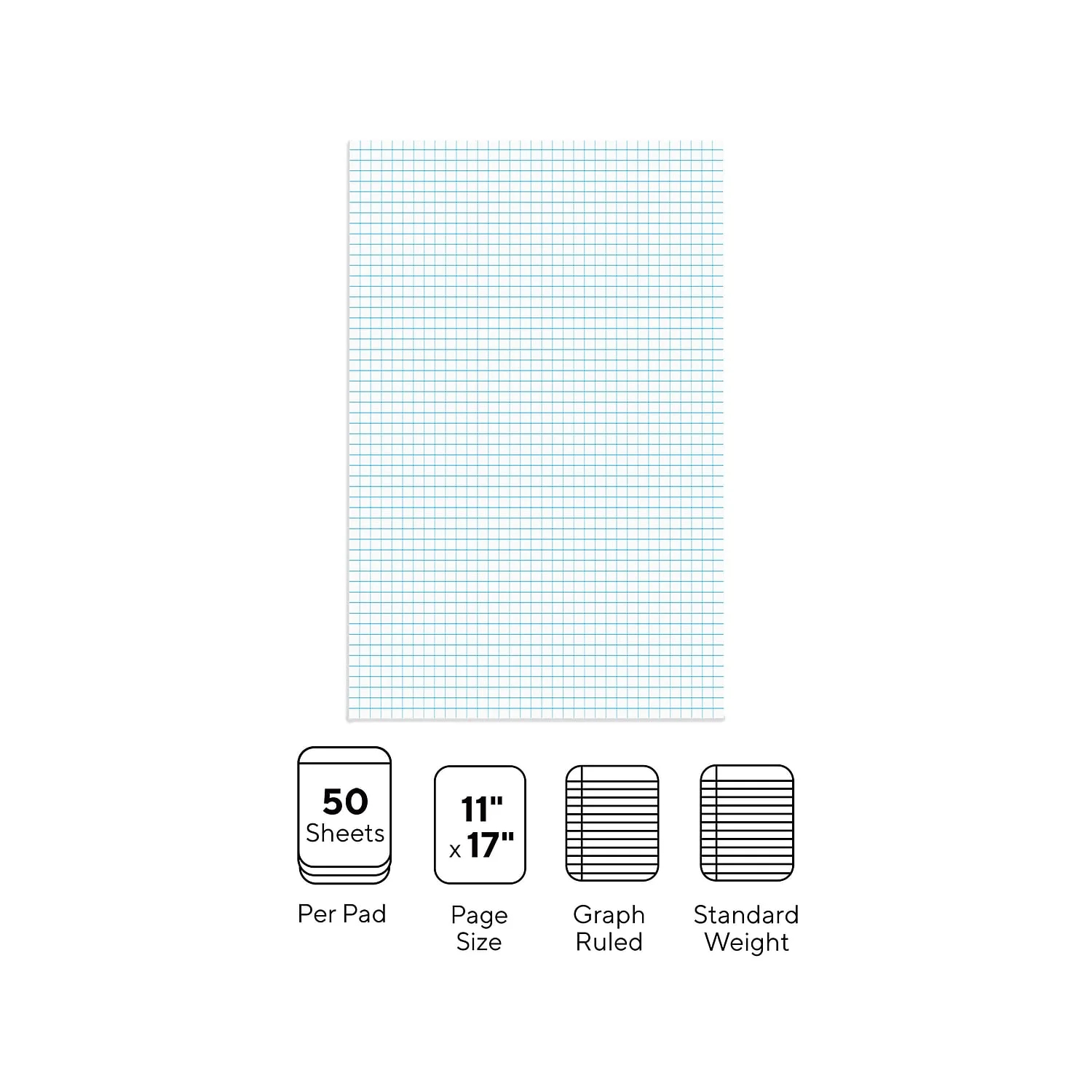 Staples Large Pack Graph Pad With Grid Paper 11 X 17 50 Sheets Pad 18586 Walmart