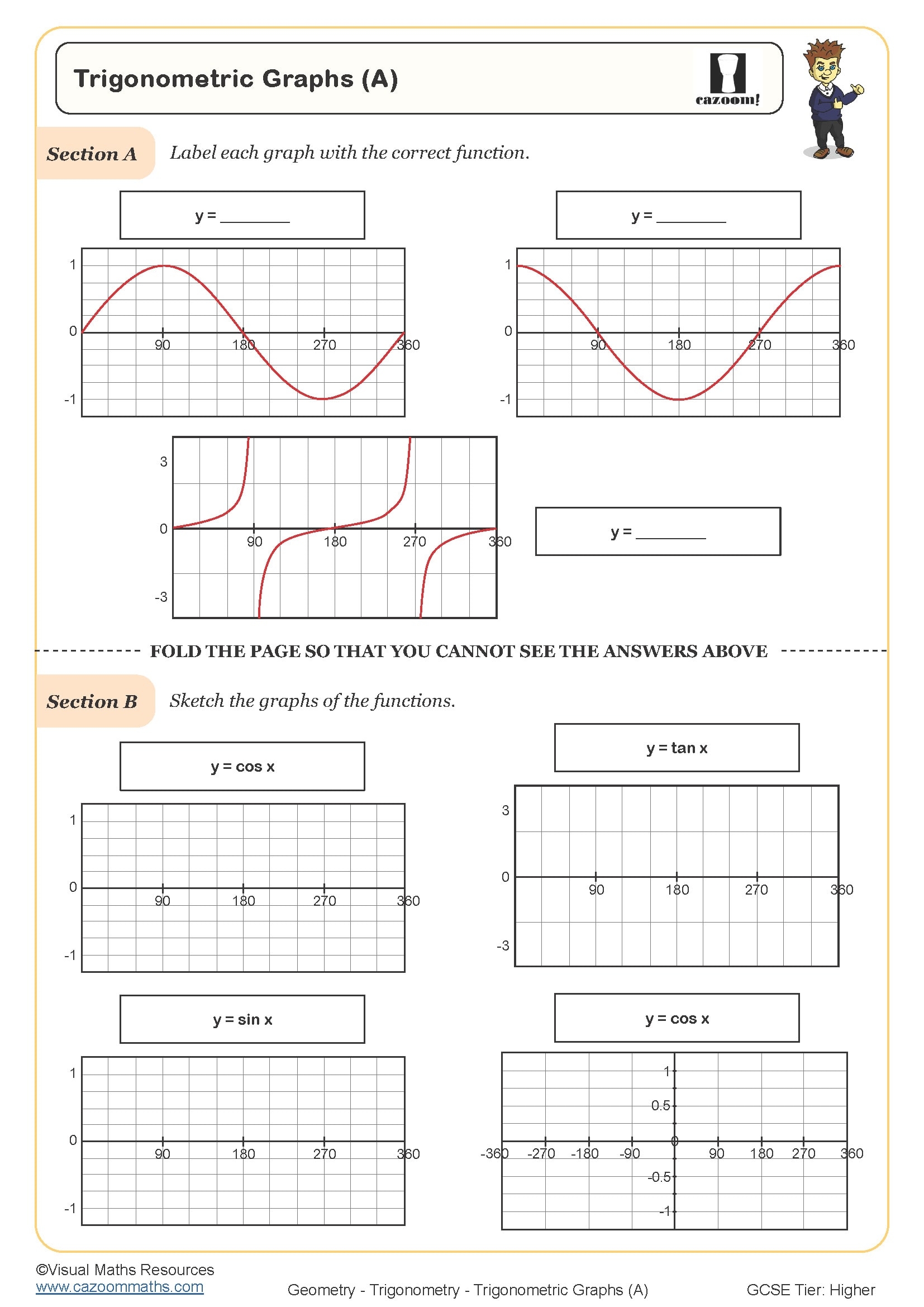 Trigonometric Graphs A Worksheet Printable PDF Worksheets