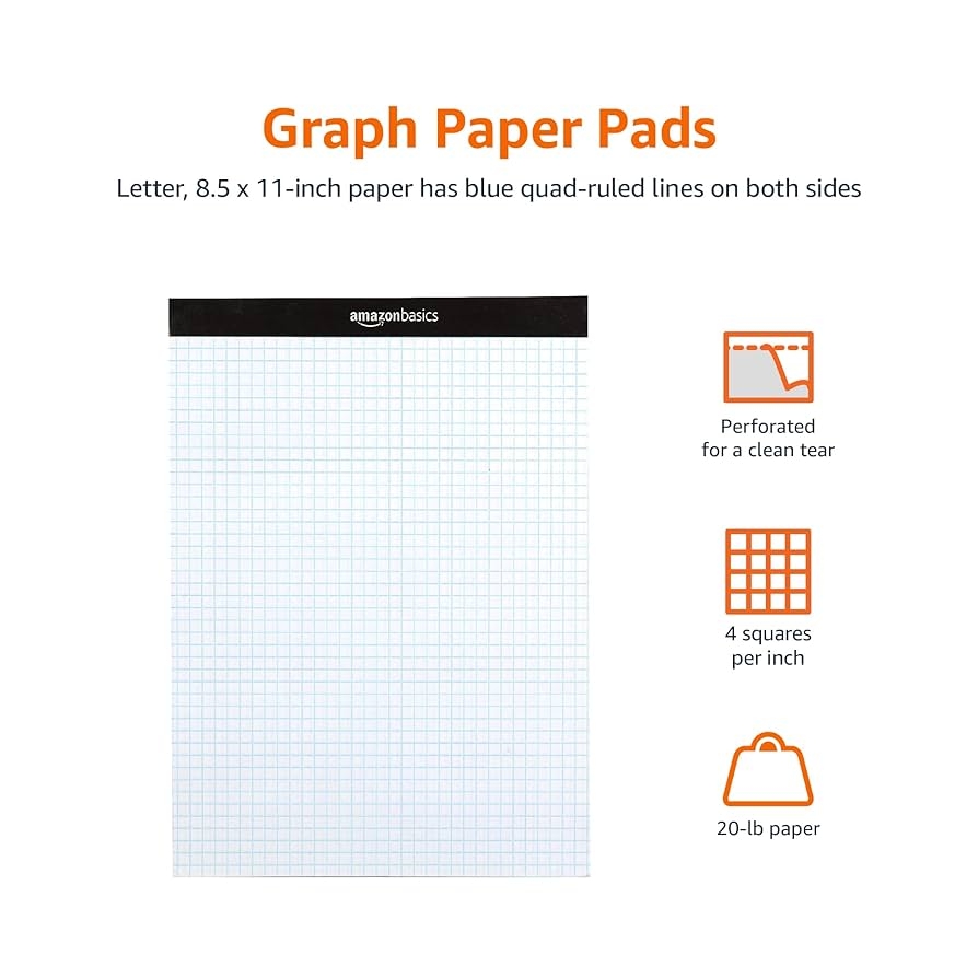 Wide Rules Graph Paper Graphing Paper 8 5 X 11 Legal Pad Graph Paper Pad 6 Pack Graph Pads 8 5 X 11