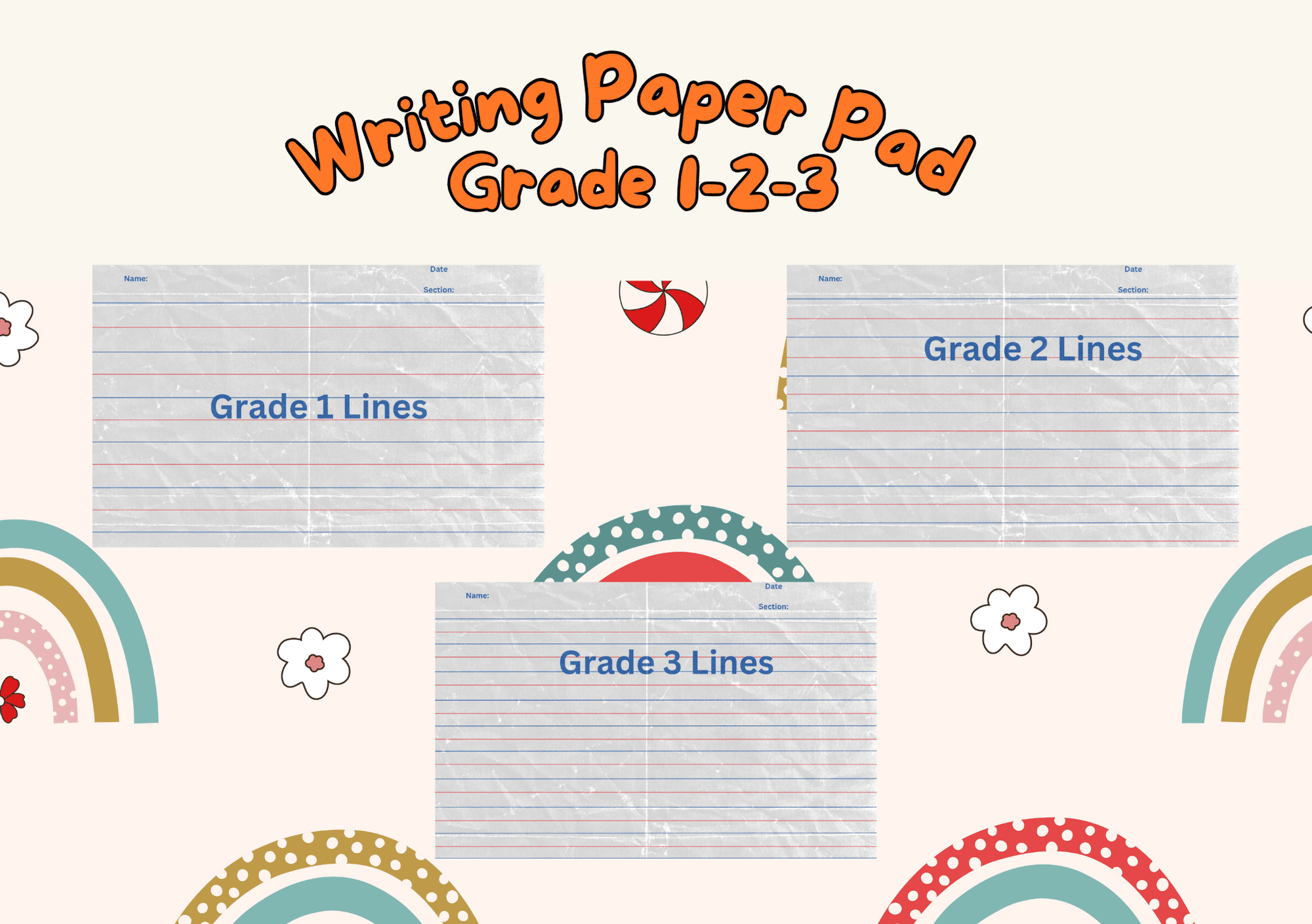 Writing Pad Grade 1 2 3 Template INSTANT DOWNLOAD By Lirehc Raket PH