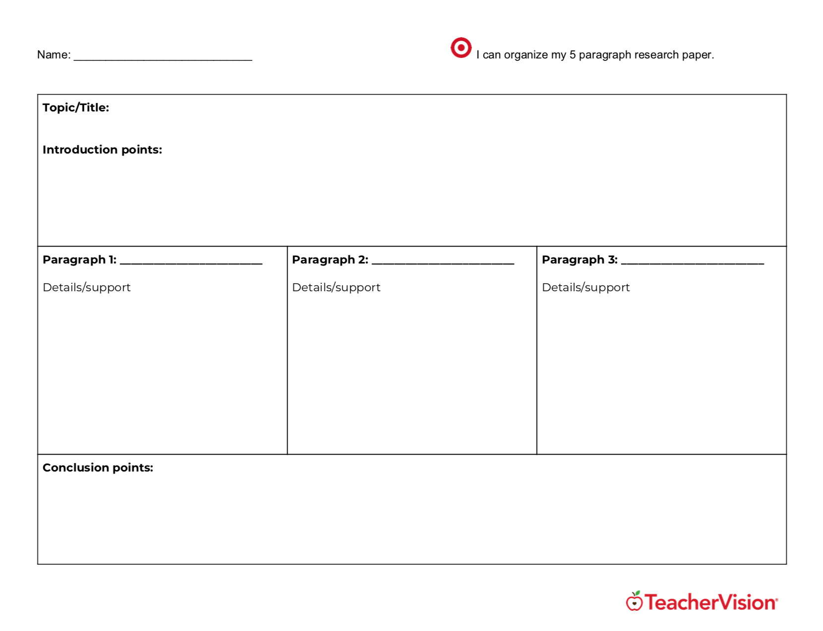 Writing Research Papers Graphic Organizers